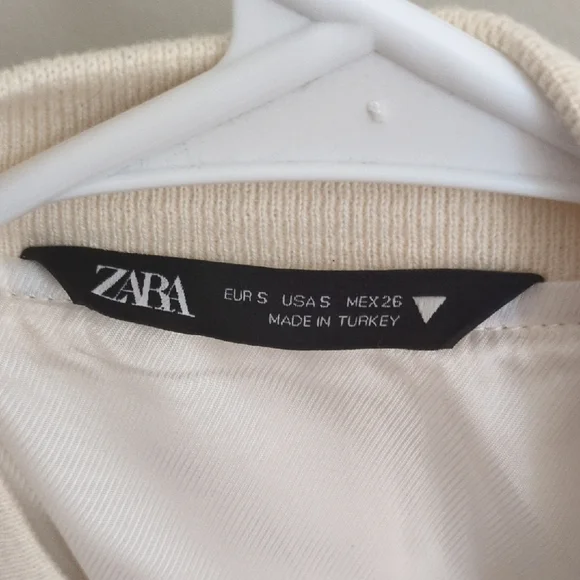 Zara Cream Textured Bomber Jacket - Picture 3 of 3